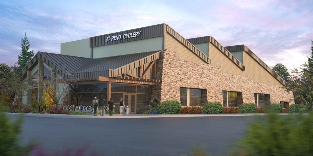 Exterior rendering of Reno Cyclery building